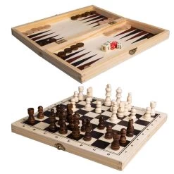 Clown Games 3In1 Spellendoos Hout -Bordspellen 1030875c