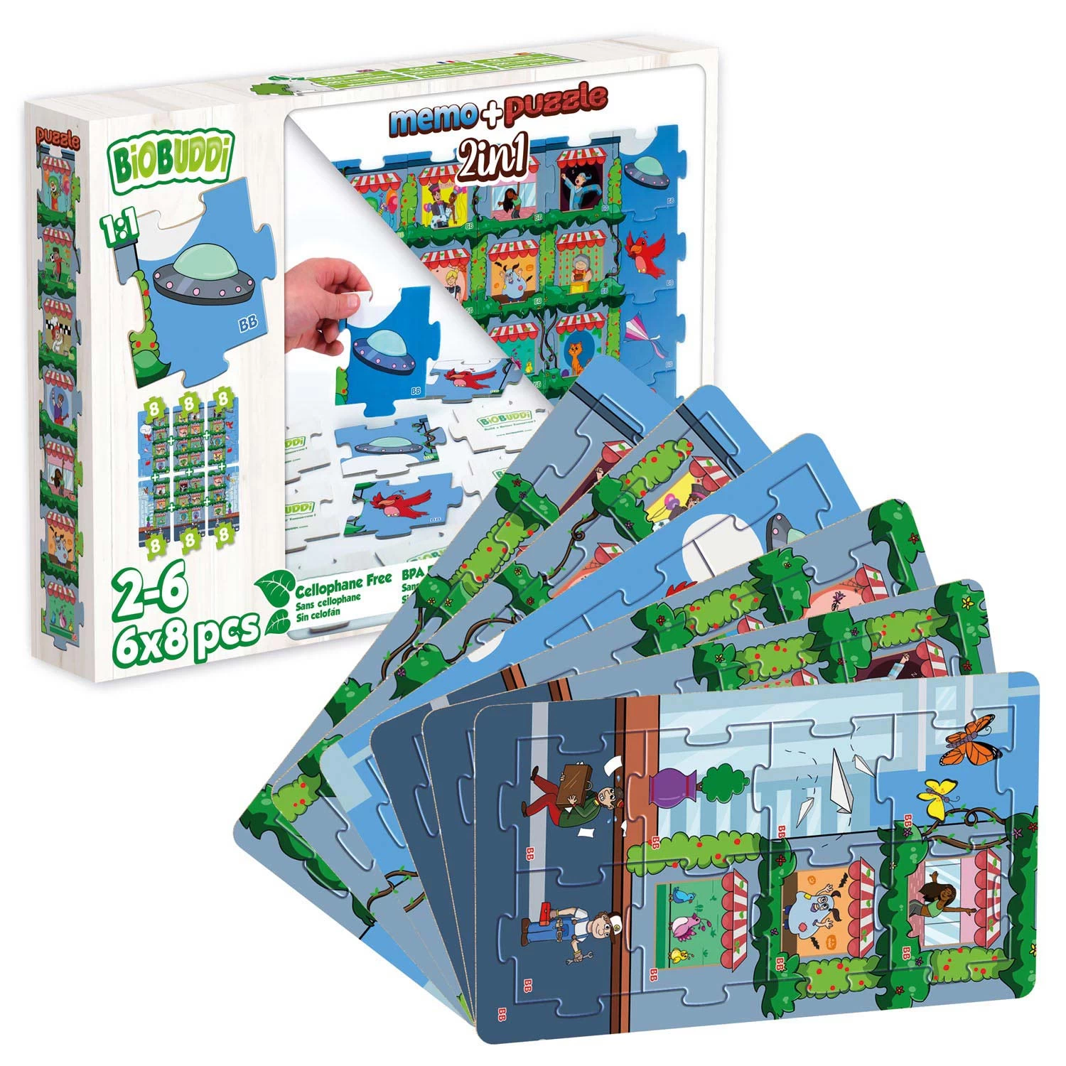 BiOBUDDi 2in1 Puzzel En Memo City Life 4 BiOBUDDi 2in1 Puzzel En Memo City Life - Afbeelding 2