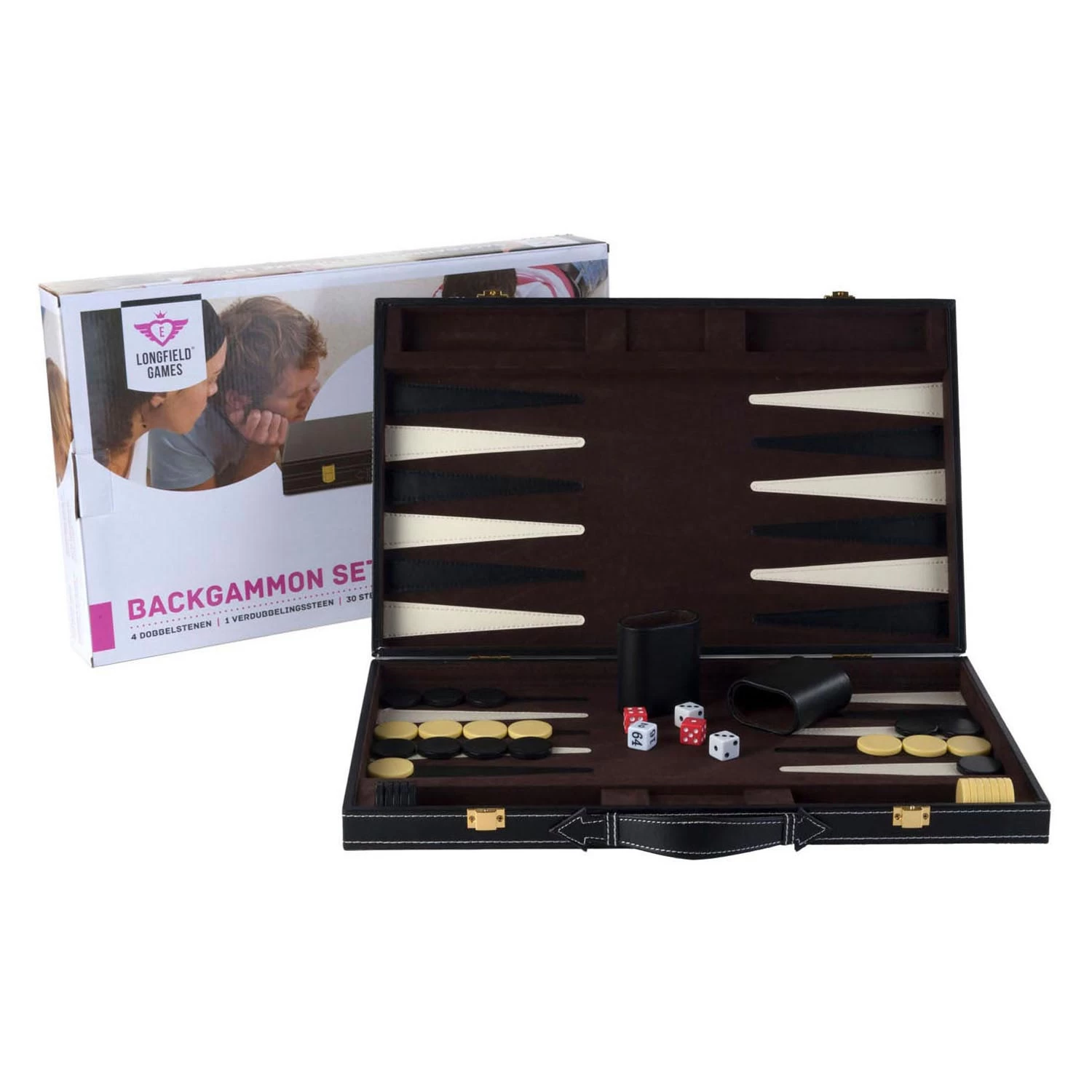 Backgammon 18 Bruin En Ivoor Klassiek Bordspel 4 Backgammon 18 Bruin En Ivoor Klassiek Bordspel - Afbeelding 2