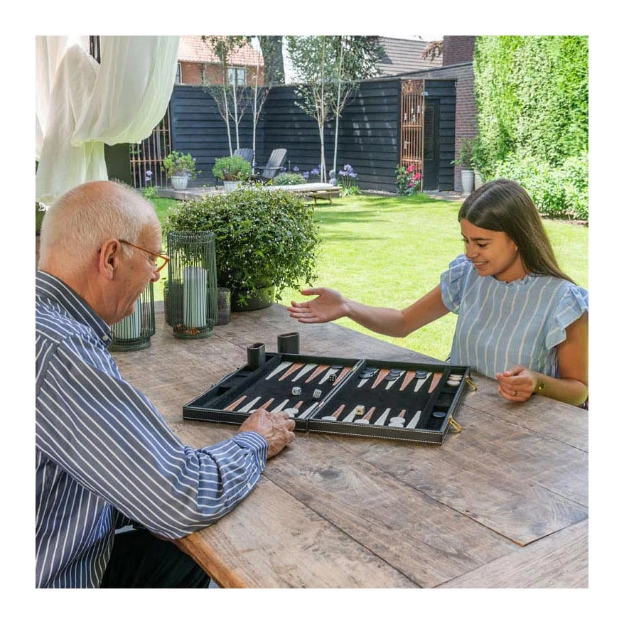 Backgammon 18 Bruin En Ivoor Klassiek Bordspel 6 Backgammon 18 Bruin En Ivoor Klassiek Bordspel - Afbeelding 4