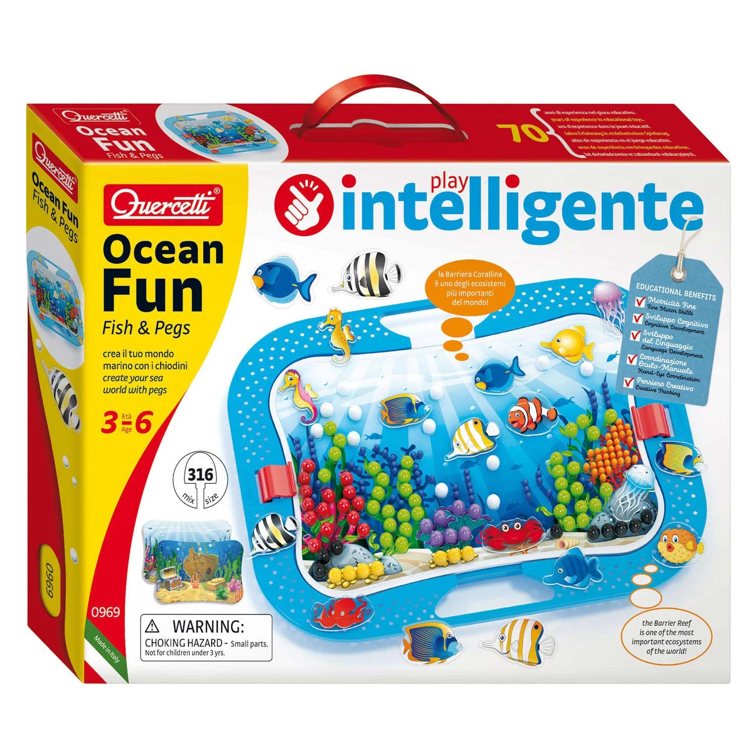 Quercetti Oceaan Plezier Fish & Pegs Insteek Mozaïek, 316dlg. 4 Quercetti Oceaan Plezier Fish & Pegs Insteek Mozaïek, 316dlg. - Afbeelding 2