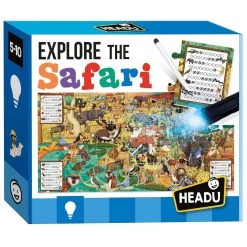 Headu Puzzel Spel Ontdekken Safari Met Zaklamp, 70st. (EN)